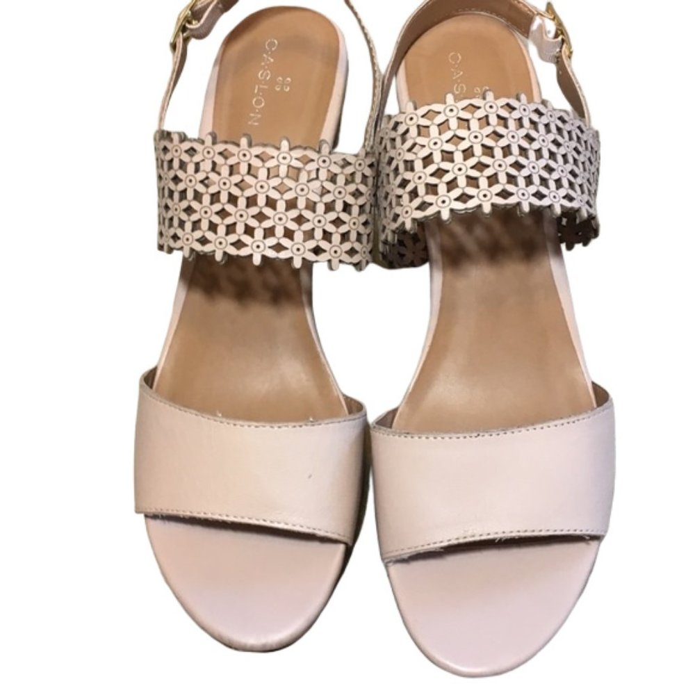 Caslon Blush Pink Floral Laser-Cut Cork Wedge Sandals - Picture 5 of 7